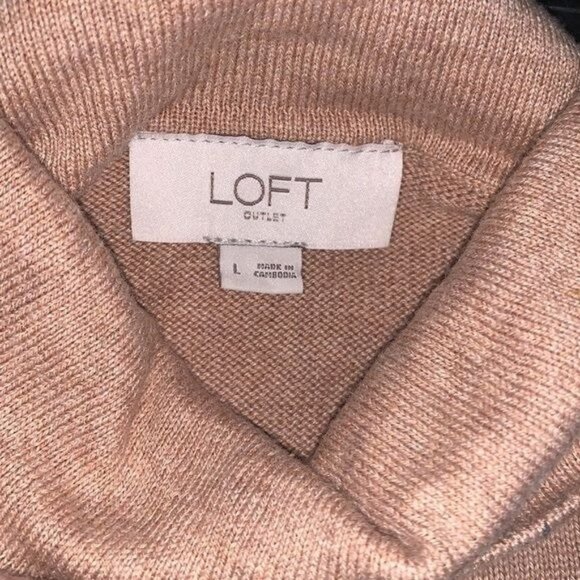 Loft Outlet Womens Cowl Neck Sweater Large 100% Cotton Beige Machine Washable Fa - Picture 2 of 11